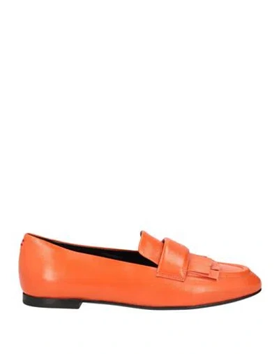 Halmanera Woman Loafers Orange Size 6 Leather