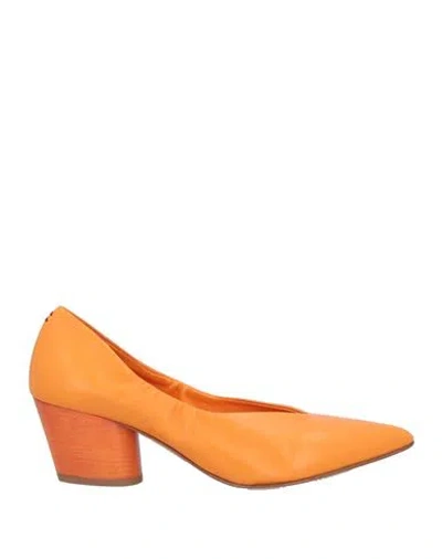 Halmanera Woman Pumps Orange Size 11 Leather