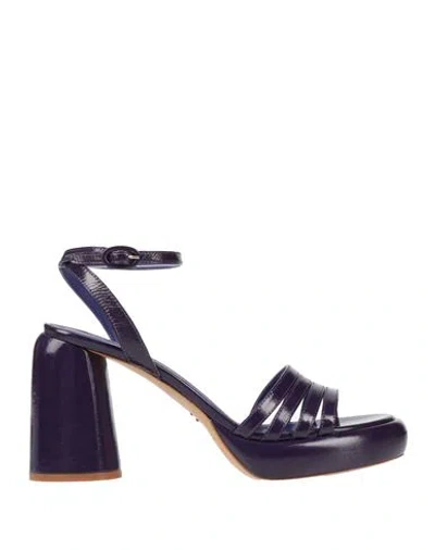 Halmanera Woman Sandals Dark Purple Size 6 Leather