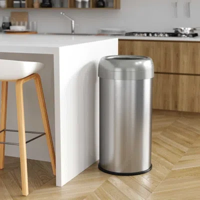 Halo Dual-deodorizer Stainless Steel 16 Gallon Trash Can In Silver