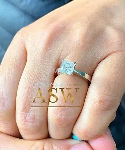 Pre-owned Halo Igi Cert 14k White Gold Princess Diamond Engagement Ring Solitaire 1.20ct F Vs2