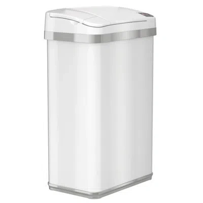 Halo Multifunction Home Deodorizer Stainless Steel 4 Gallon Motion Sensor Trash Can In Ivory