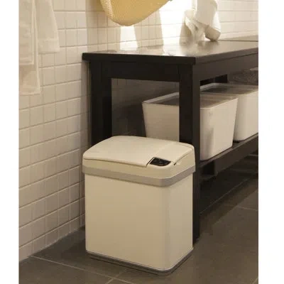 Halo Multifunction Home Stainless Steel 2.5 Gallon Motion Sensor Trash Can In Pearl White