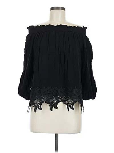 Pre-owned Halogen 3/4 Sleeve Blouse In Black