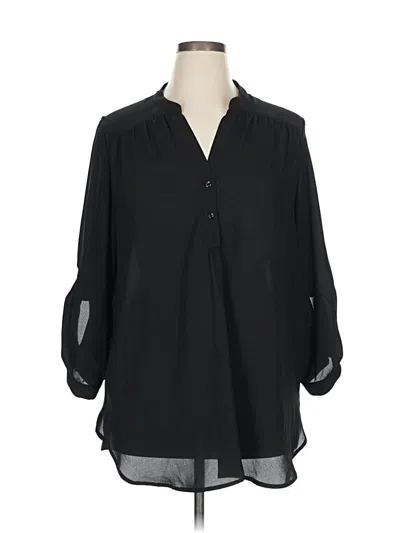 Pre-owned Halogen 3/4 Sleeve Blouse In Black