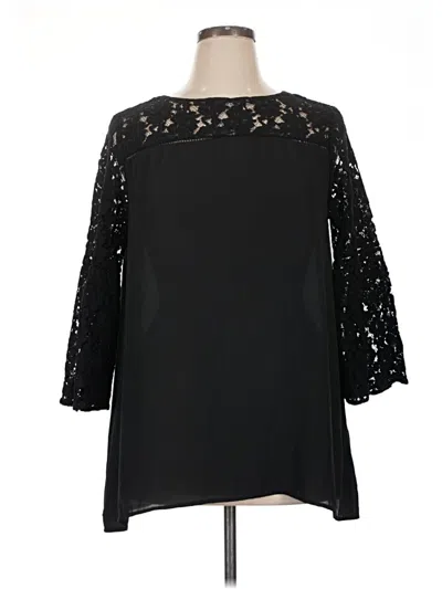 Pre-owned Halogen 3/4 Sleeve Blouse In Black