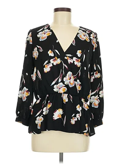 Pre-owned Halogen 3/4 Sleeve Blouse In Black