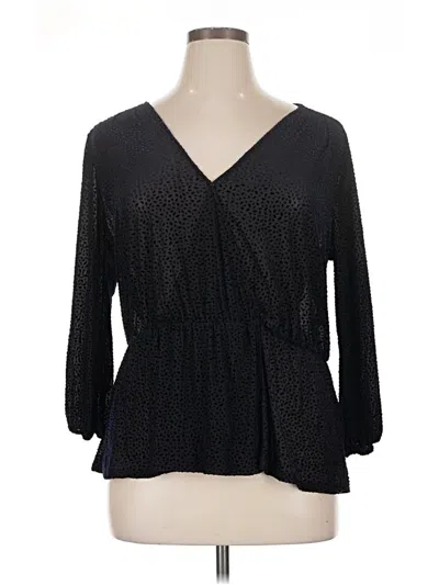 Pre-owned Halogen 3/4 Sleeve Blouse In Black
