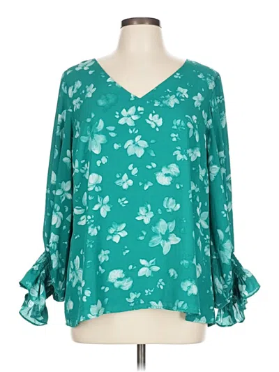 Pre-owned Halogen 3/4 Sleeve Blouse In Blue