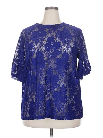 Pre-owned Halogen 3/4 Sleeve Blouse In Blue