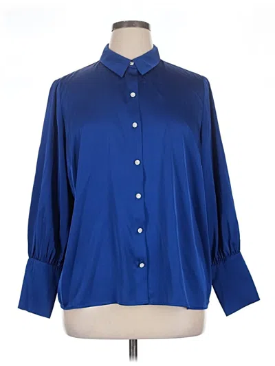Pre-owned Halogen 3/4 Sleeve Blouse In Blue