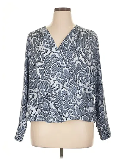 Pre-owned Halogen 3/4 Sleeve Blouse In Blue