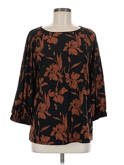 Pre-owned Halogen 3/4 Sleeve Blouse In Brown