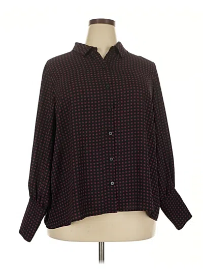 Pre-owned Halogen 3/4 Sleeve Blouse In Burgundy