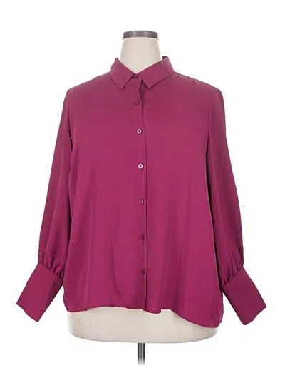 Pre-owned Halogen 3/4 Sleeve Blouse In Burgundy