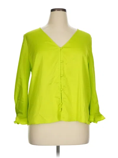Pre-owned Halogen 3/4 Sleeve Blouse In Green