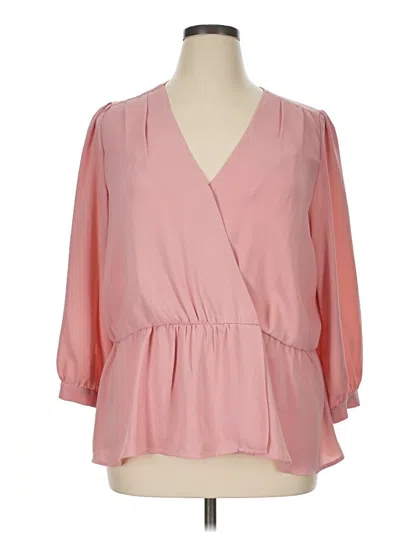 Pre-owned Halogen 3/4 Sleeve Blouse In Pink