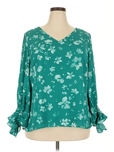 Pre-owned Halogen 3/4 Sleeve Blouse In Teal