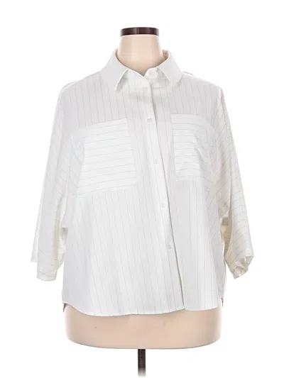 Pre-owned Halogen 3/4 Sleeve Blouse In White