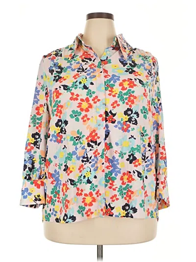 Pre-owned Halogen 3/4 Sleeve Blouse In White