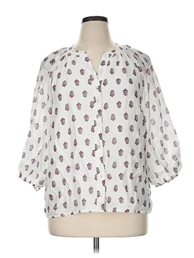 Pre-owned Halogen 3/4 Sleeve Blouse In White