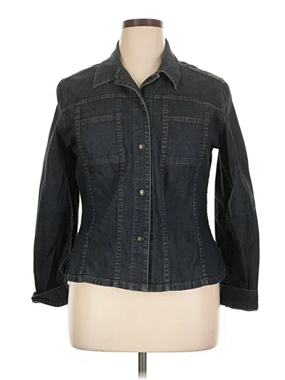 Pre-owned Halogen 3/4 Sleeve Button Down Shirt In Black