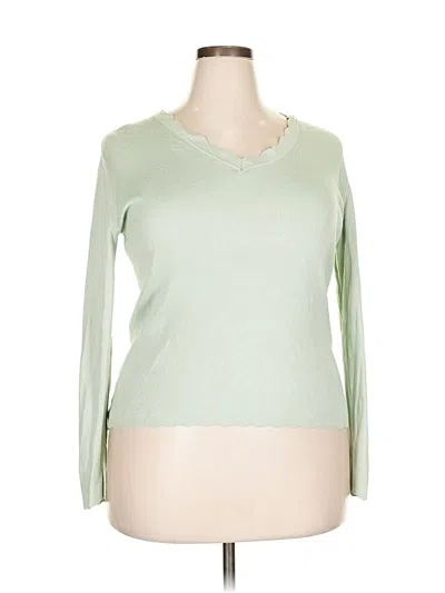 Pre-owned Halogen 3/4 Sleeve T-shirt In Green