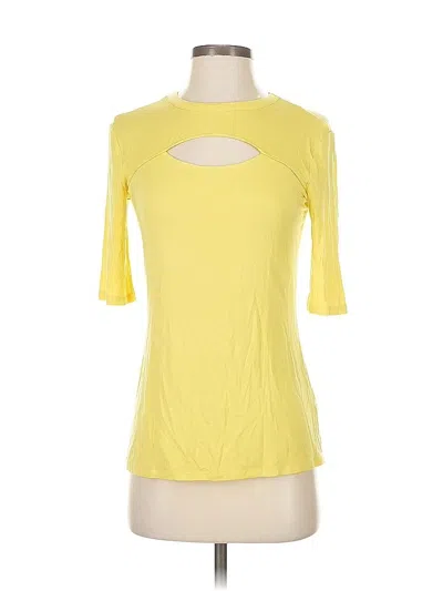 Pre-owned Halogen 3/4 Sleeve T-shirt In Yellow