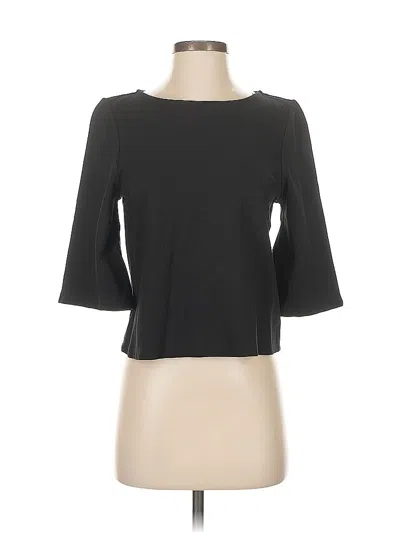 Pre-owned Halogen 3/4 Sleeve Top Black Boatneck Tops