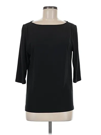 Pre-owned Halogen 3/4 Sleeve Top Black Boatneck Tops