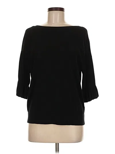 Pre-owned Halogen 3/4 Sleeve Top Black Boatneck Tops