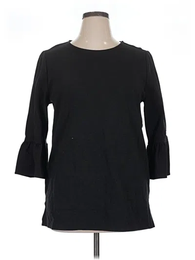Pre-owned Halogen 3/4 Sleeve Top Black Boatneck Tops