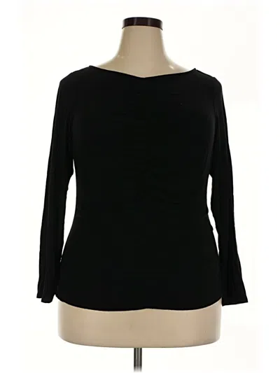Pre-owned Halogen 3/4 Sleeve Top Black Boatneck Tops