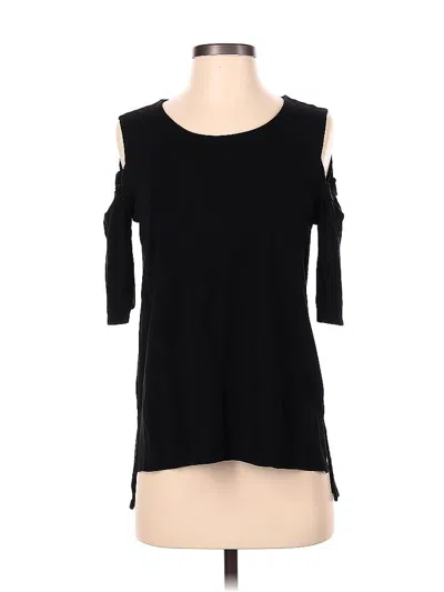 Pre-owned Halogen 3/4 Sleeve Top Black Cold Shoulder Neckline Tops