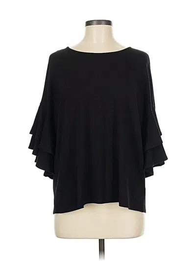 Pre-owned Halogen 3/4 Sleeve Top Black Cold Shoulder Neckline Tops