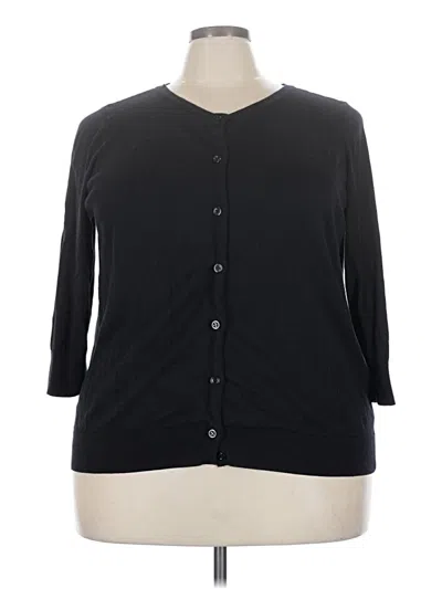 Pre-owned Halogen 3/4 Sleeve Top Black Crew Neck Tops