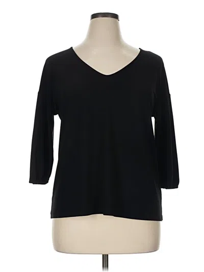Pre-owned Halogen 3/4 Sleeve Top Black V-neck Tops