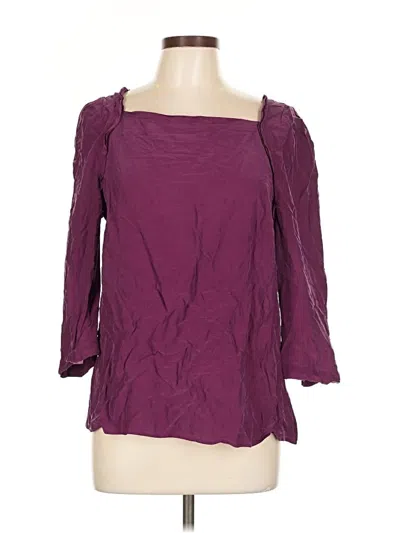 Pre-owned Halogen 3/4 Sleeve Top Burgundy Square Neckline Tops