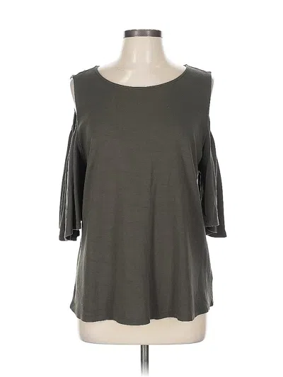 Pre-owned Halogen 3/4 Sleeve Top Gray Cold Shoulder Neckline Tops