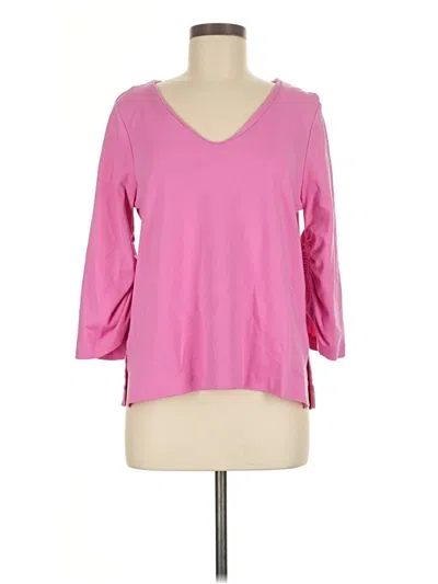 Pre-owned Halogen 3/4 Sleeve Top Pink V-neck Tops