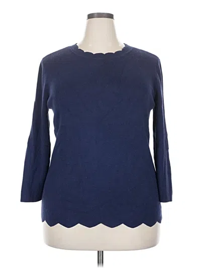 Pre-owned Halogen 3/4 Sleeve T-shirt In Blue