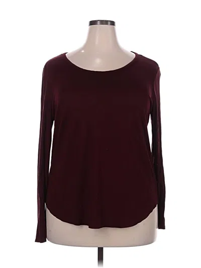 Pre-owned Halogen 3/4 Sleeve T-shirt In Burgundy