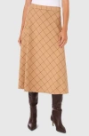 Halogen ® A-line Crepe Midi Skirt In Tannin Brown