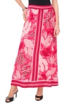 Halogen ® A-line Midi Skirt In Pink Peacock Leaves
