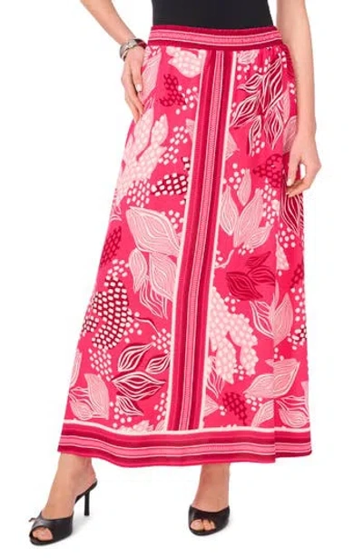 Halogen ® A-line Midi Skirt In Pink Peacock Leaves