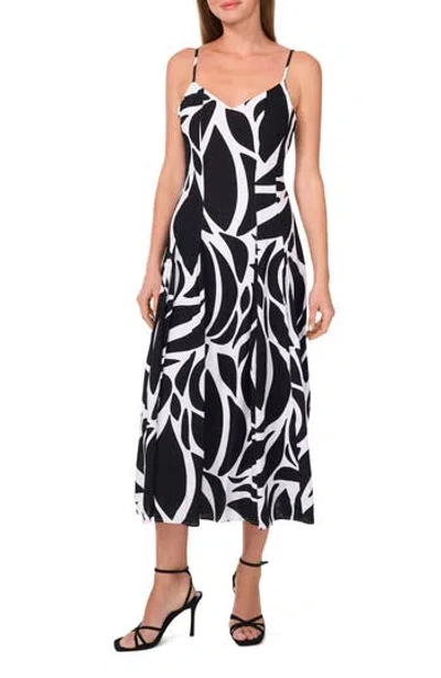 Halogen ® Abstract Floral Godet Pleat Dress In Black