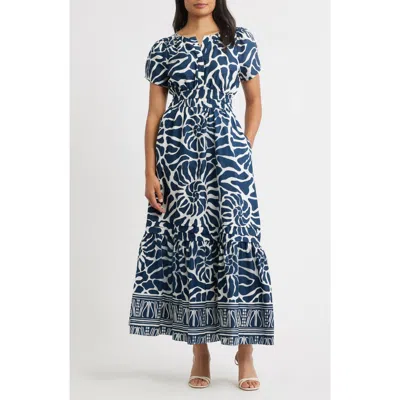 Halogen ® Allover Print A-line Dress In Blue