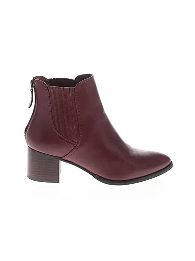 Pre-owned Halogen Ankle Boots In Burgundy