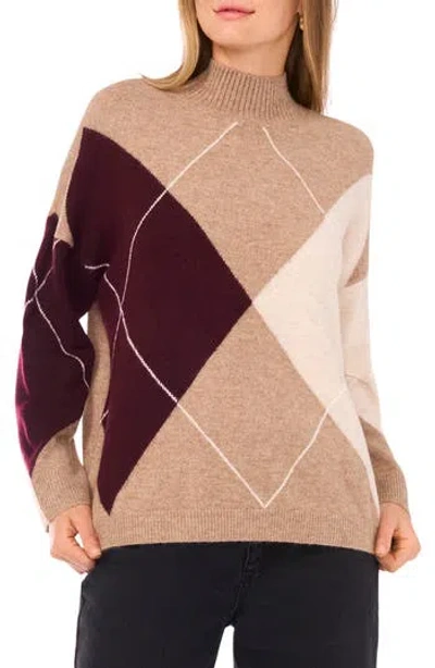 Halogen ® Argyle Mock Neck Sweater In Brown