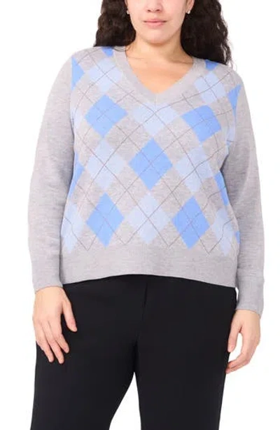 Halogen ® Argyle V-neck Sweater In Gray